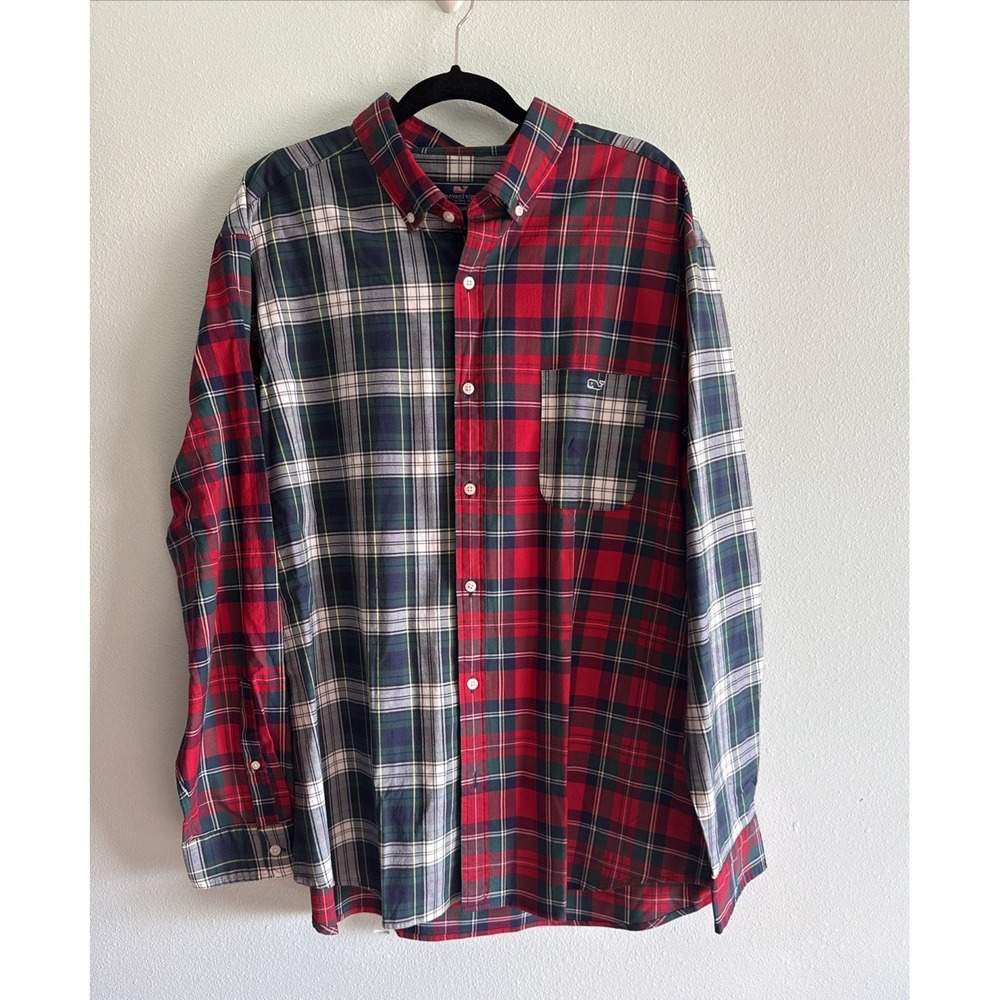 Vineyard Vines Shirt‎ Mens 2XL XXL Button Up Classic Fit Tucker Shirt Red Blue
